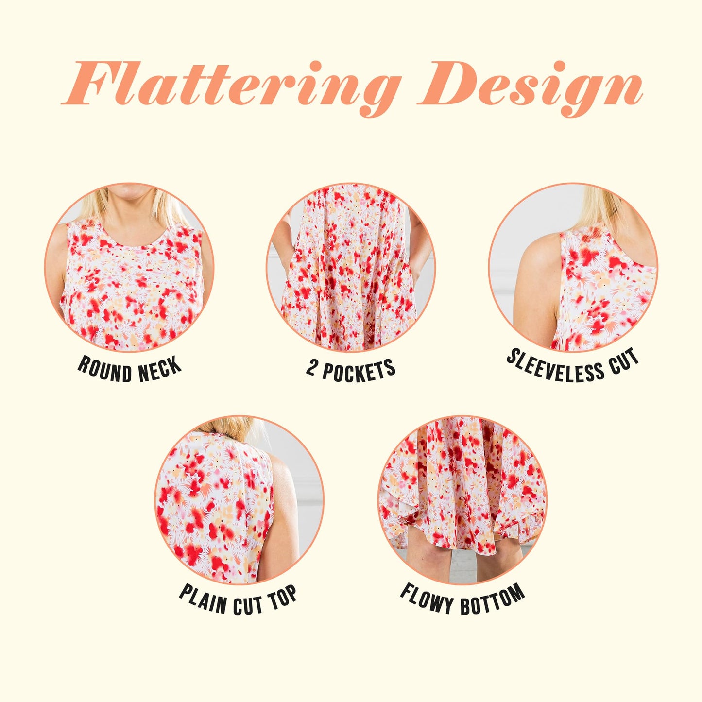 UNIQUE STYLES ASFOOR Women's Floral Midi Dress, Vacation Outfits Sleeveless Flowy Summer Dress
