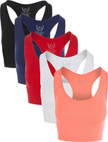 5PACK Crop Athletic Tank Tops Cropped Racerback Fitness Tops