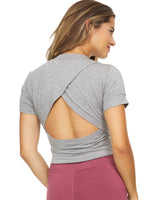 Crop Top Workout Shirts for Women - Short Sleeve Scoop Neck Crop Top - Unique Styles Asfoor
