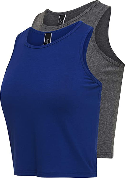 Crop Athletic Workout Tank Tops for Women, Sleveless Cropped Racerback Fitness Tops for Gym, Running, Yoga and Sports
