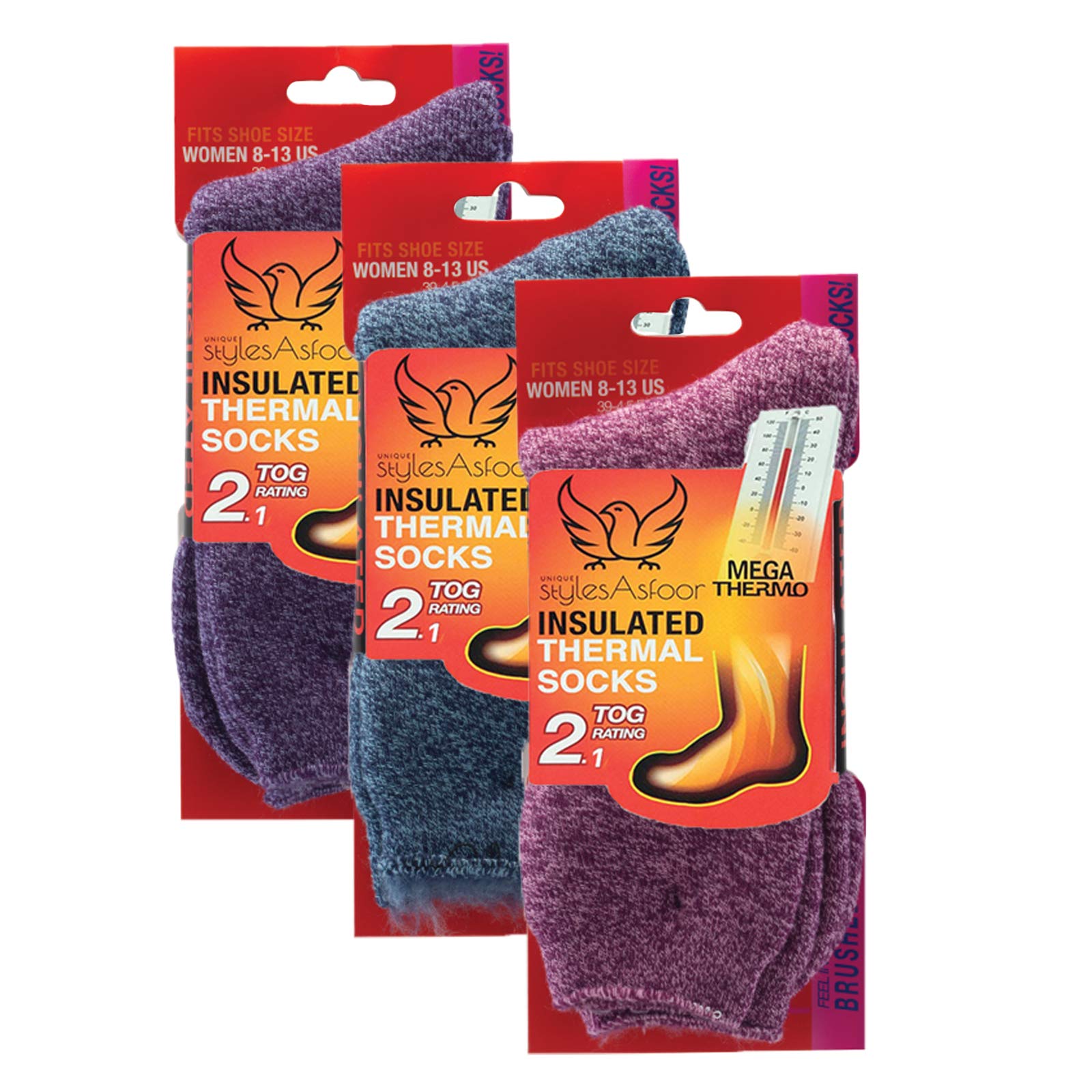 Set of 3 Thermal Socks for Women Heated Winter Socks for Cold Weather Protection Warm Insulated Socks for Winter - Unique Styles Asfoor