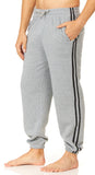 Mens Baggy Fleece Sweatpants Open Bottom Drawstring Waistband with Stripes - Unique Styles Asfoor
