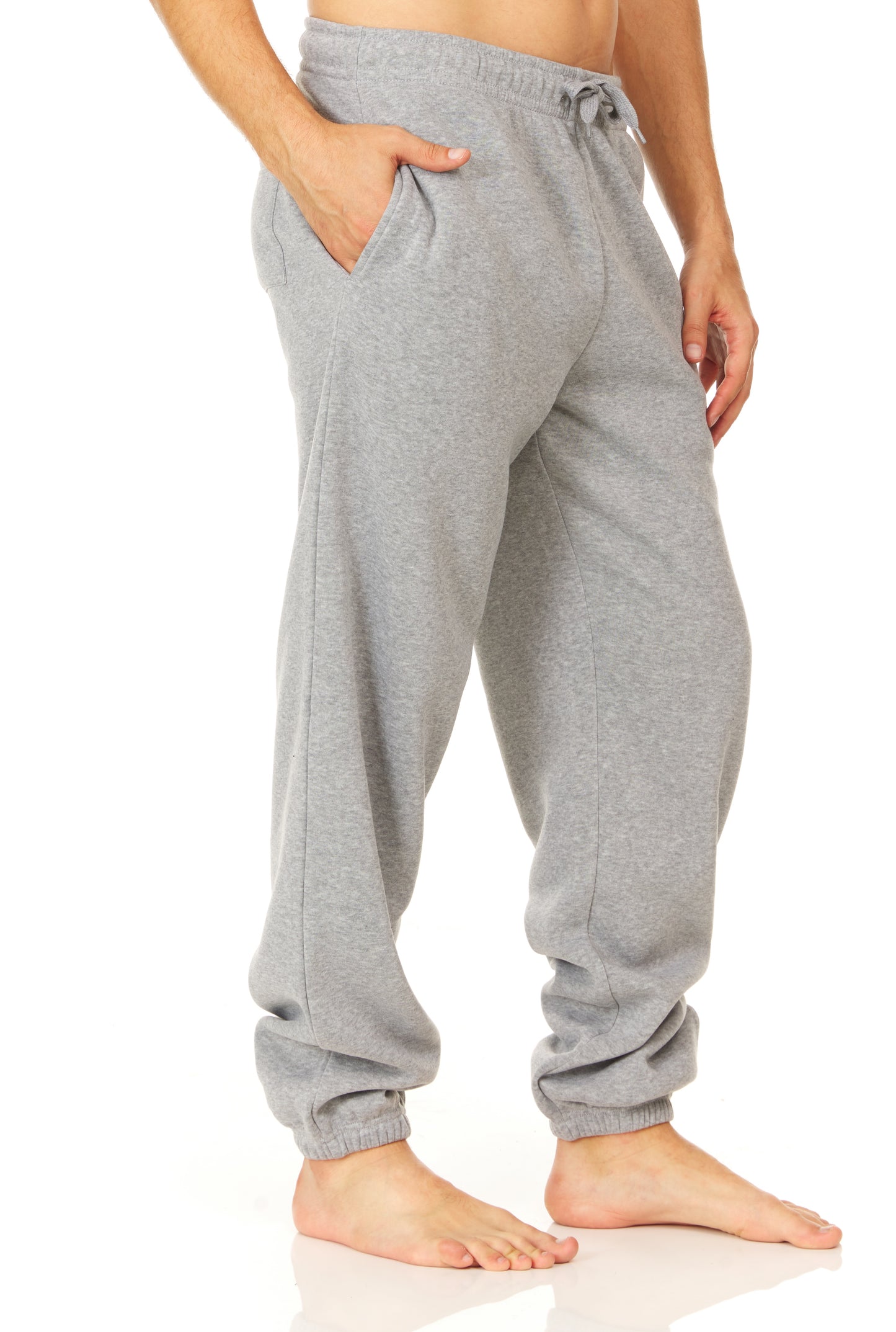 Mens Baggy Fleece Sweatpants Open Bottom Drawstring Waistband with Pockets - Unique Styles Asfoor