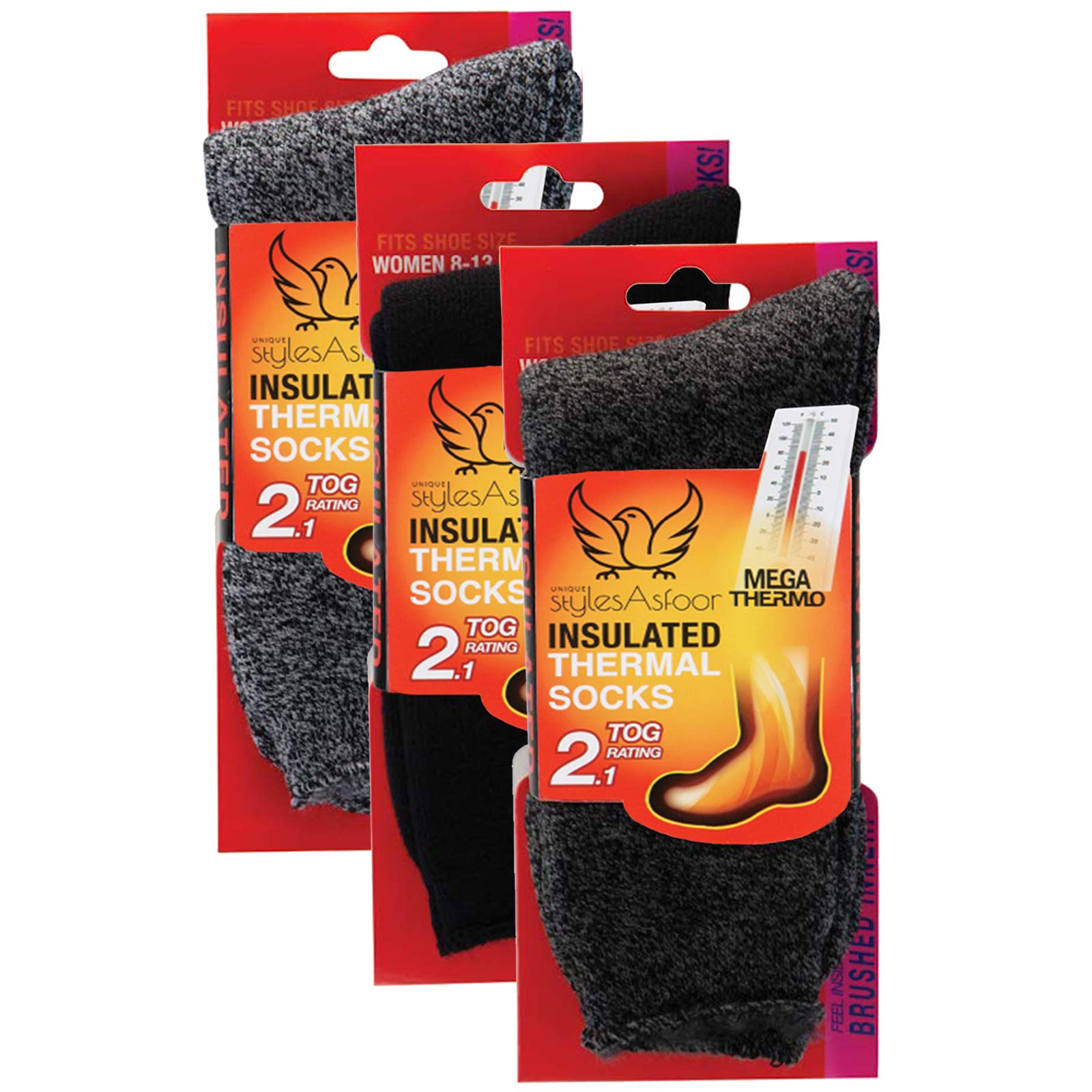 Set of 3 Thermal Socks for Women Heated Winter Socks for Cold Weather Protection Warm Insulated Socks for Winter - Unique Styles Asfoor